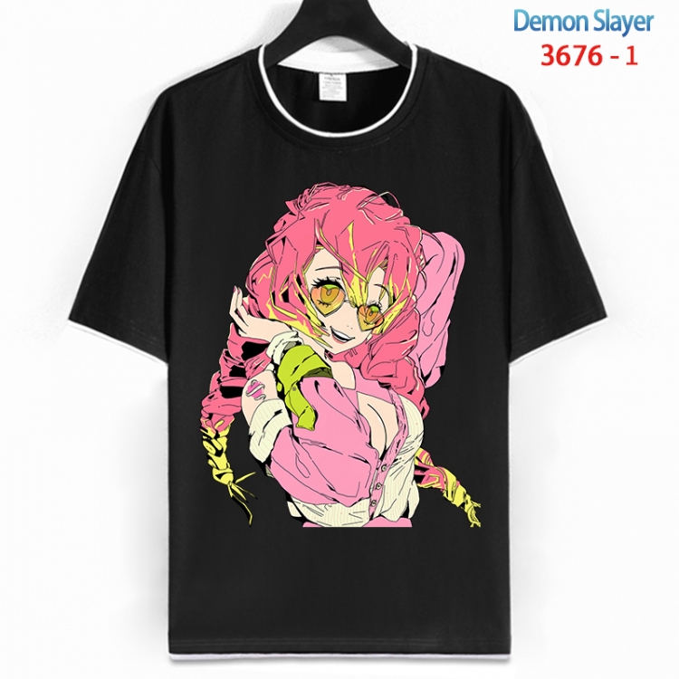 Demon Slayer Kimets Cotton crew neck black and white trim short-sleeved T-shirt from S to 4XL HM-3676-1