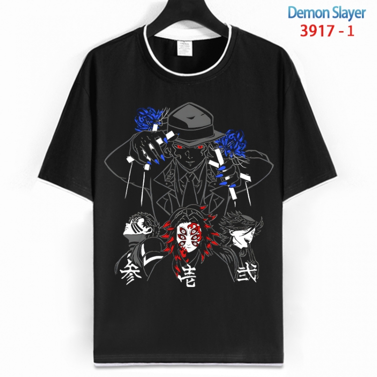 Demon Slayer Kimets Cotton crew neck black and white trim short-sleeved T-shirt from S to 4XL  HM-3917-1