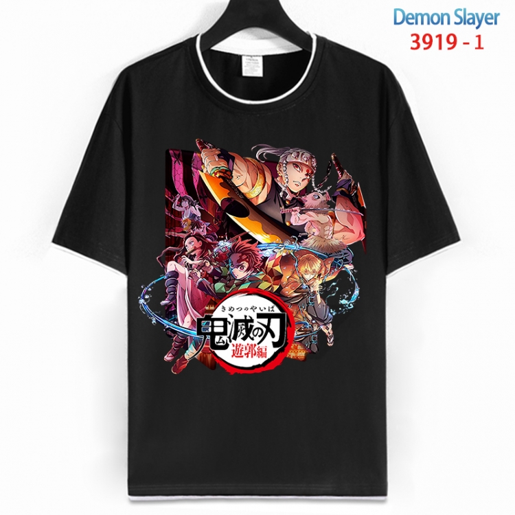 Demon Slayer Kimets Cotton crew neck black and white trim short-sleeved T-shirt from S to 4XL HM-3919-1