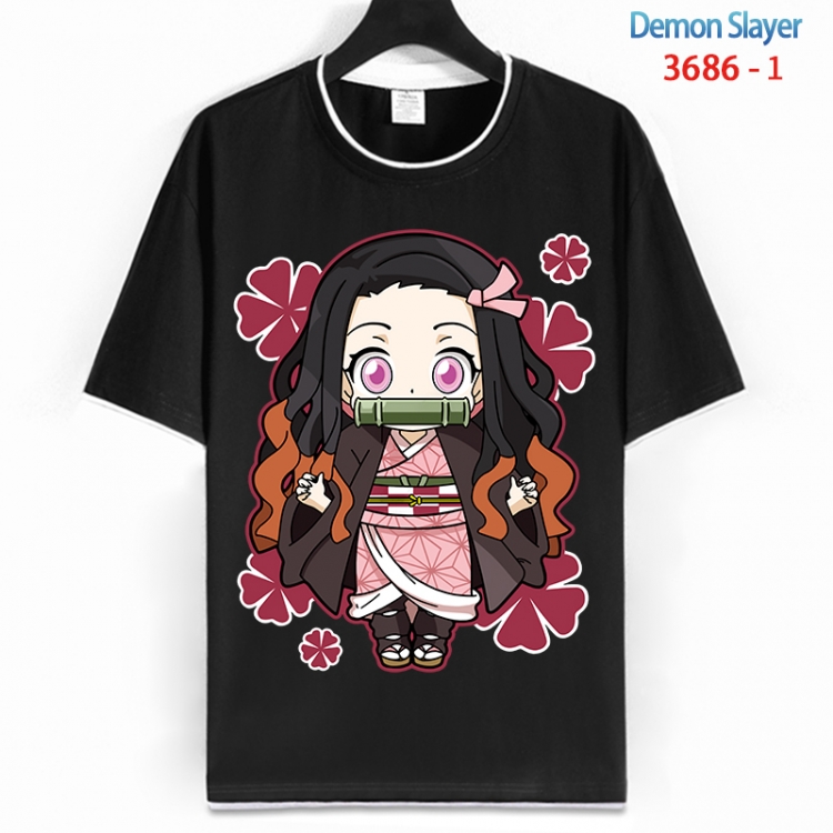 Demon Slayer Kimets Cotton crew neck black and white trim short-sleeved T-shirt from S to 4XL HM-3686-1