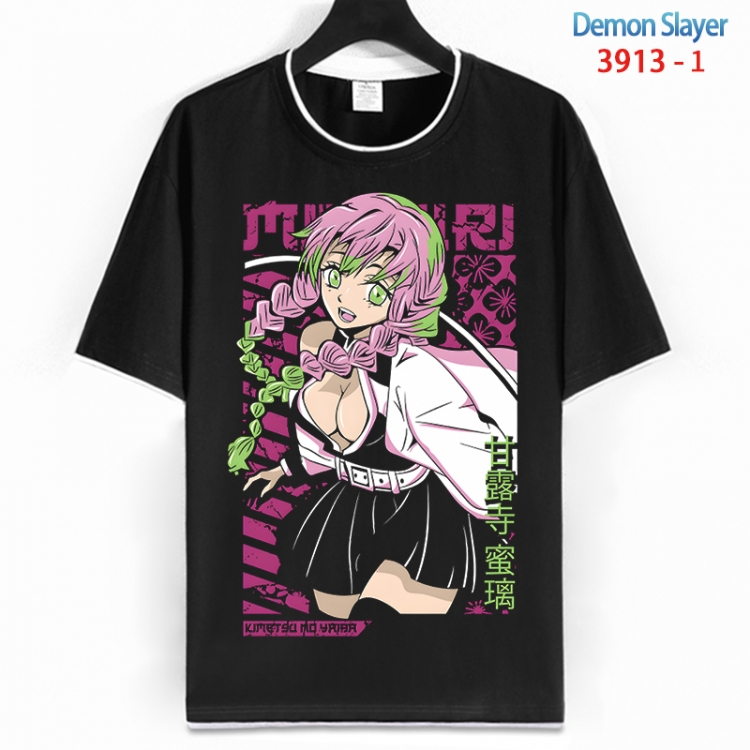 Demon Slayer Kimets Cotton crew neck black and white trim short-sleeved T-shirt from S to 4XL HM-3913-1