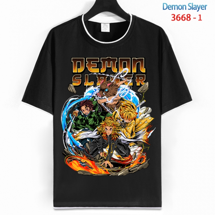 Demon Slayer Kimets Cotton crew neck black and white trim short-sleeved T-shirt from S to 4XL  HM-3668-1