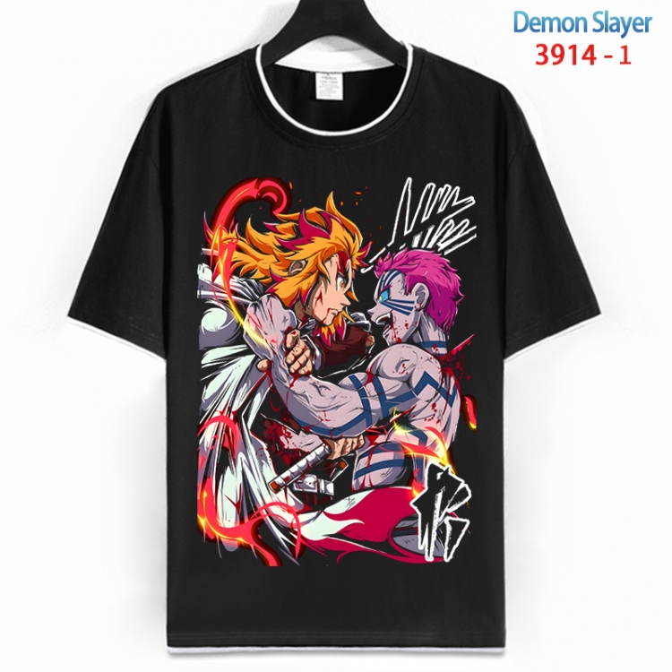 Demon Slayer Kimets Cotton crew neck black and white trim short-sleeved T-shirt from S to 4XL HM-3914-1