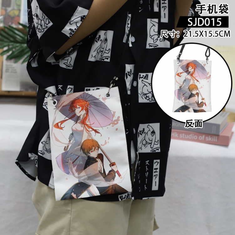Gintama Anime mobile phone bag diagonal cross bag 21.5x15.5cm SJD015