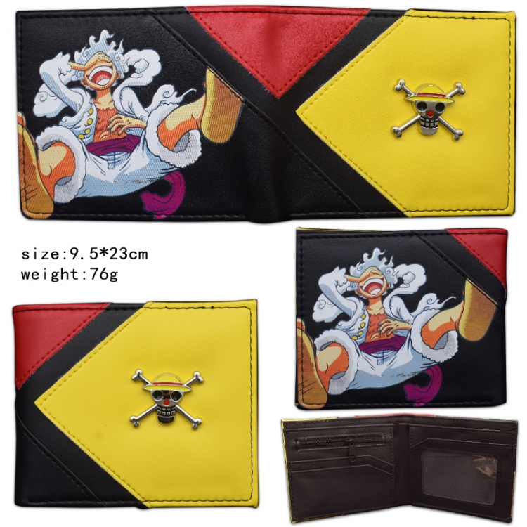 One Piece  Hardware PU wallet short two-fold wallet  9.5X23CM 76G