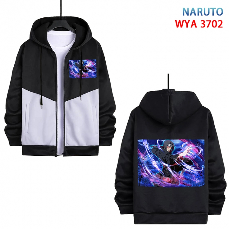 Naruto Anime black and white contrasting pure cotton zipper patch pocket sweater from S to 3XL  WYA-3702-3
