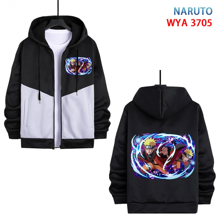 Naruto Anime black and white contrasting pure cotton zipper patch pocket sweater from S to 3XL  WYA-3705-3