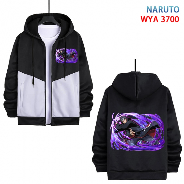 Naruto Anime black and white contrasting pure cotton zipper patch pocket sweater from S to 3XL  WYA-3700-3