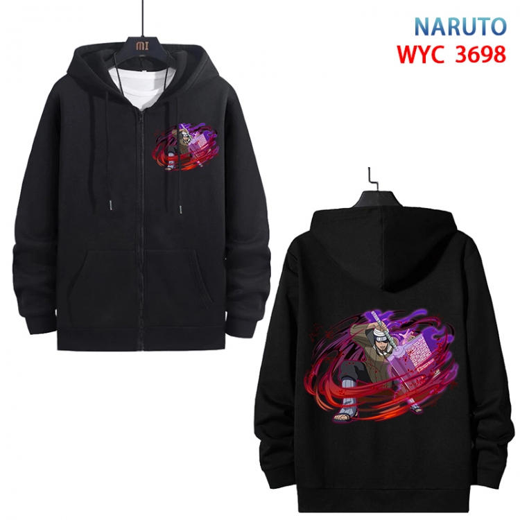 Naruto Anime black pure cotton zipper patch pocket sweater from S to 3XL  WYC-3698-3