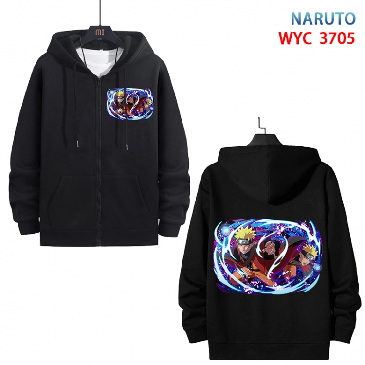 Naruto Anime black pure cotton zipper patch pocket sweater from S to 3XL WYC-3705-3
