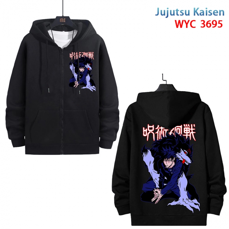 Jujutsu Kaisen Anime black pure cotton zipper patch pocket sweater from S to 3XL WYC-3695-3