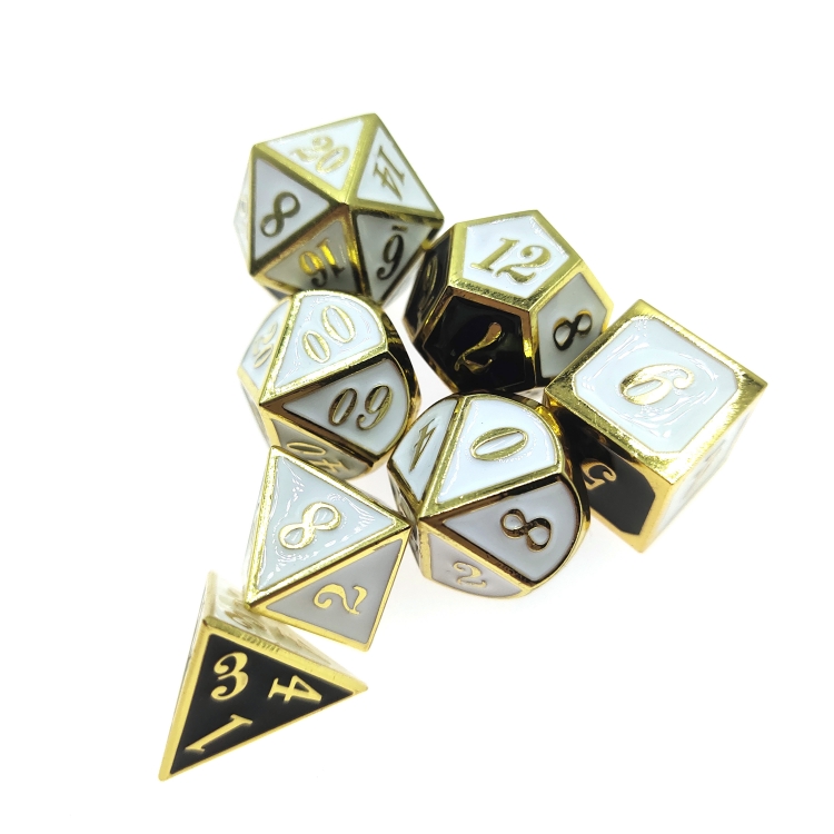 Italic Bicolor Zinc alloy metal entertainment dice board game tools iron box packaging 157g a set of 7 HYX-016