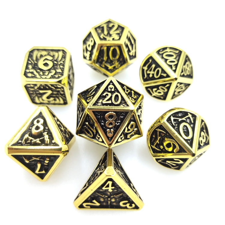 D-War/Dragon Wars Zinc alloy metal entertainment dice board game tools iron box packaging 197g a set of 7