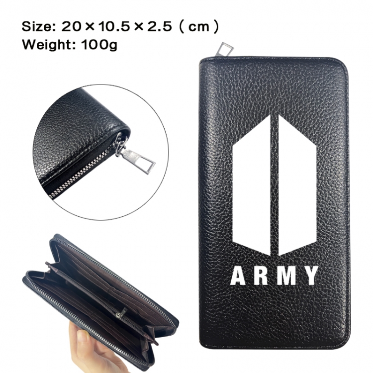 BTS Anime printed PU folding long zippered wallet with zero wallet 20x10.5x2.5cm