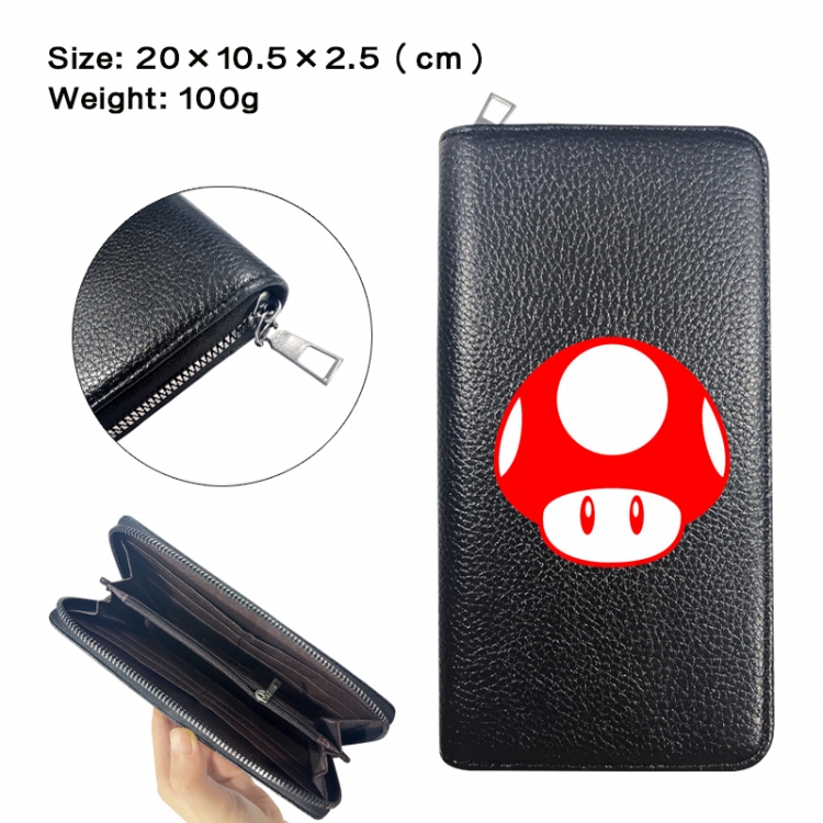 Super Mario Anime printed PU folding long zippered wallet with zero wallet 20x10.5x2.5cm