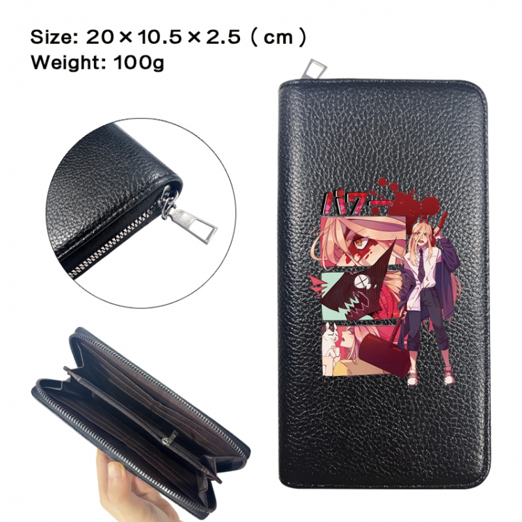 Chainsaw man Anime printed PU folding long zippered wallet with zero wallet 20x10.5x2.5cm