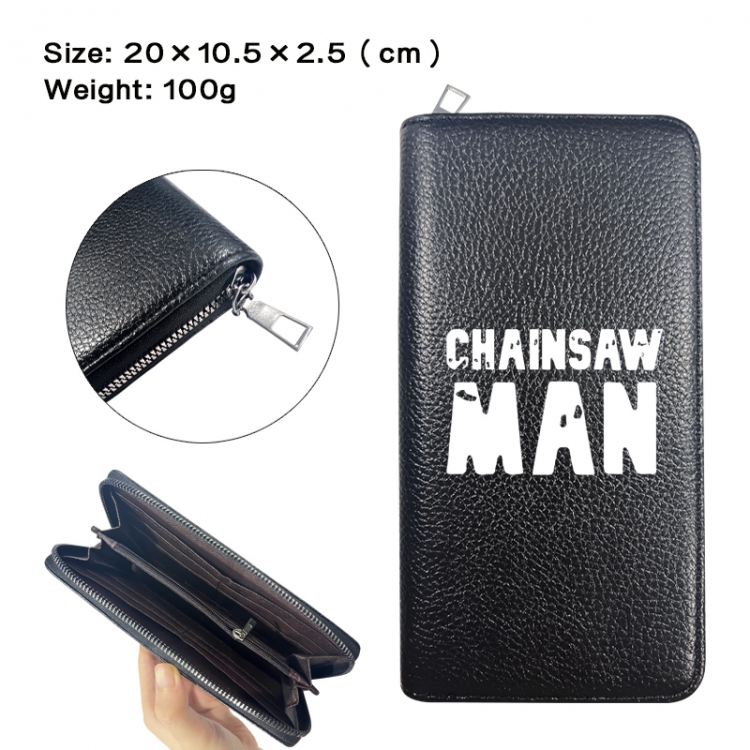Chainsaw man Anime printed PU folding long zippered wallet with zero wallet 20x10.5x2.5cm