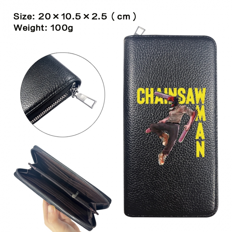 Chainsaw man Anime printed PU folding long zippered wallet with zero wallet 20x10.5x2.5cm