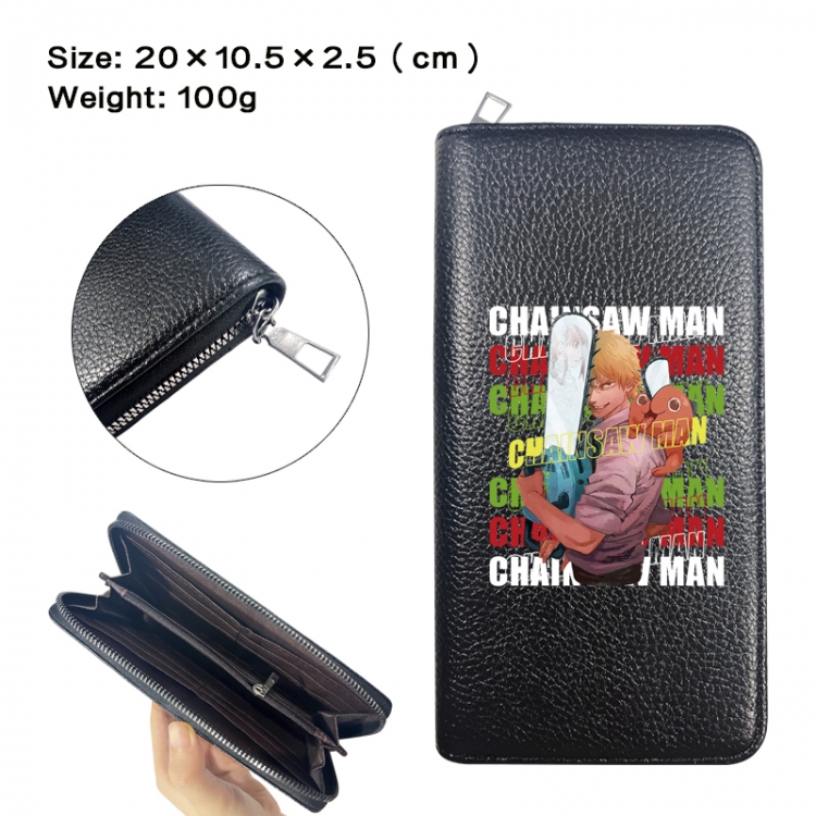 Chainsaw man Anime printed PU folding long zippered wallet with zero wallet 20x10.5x2.5cm