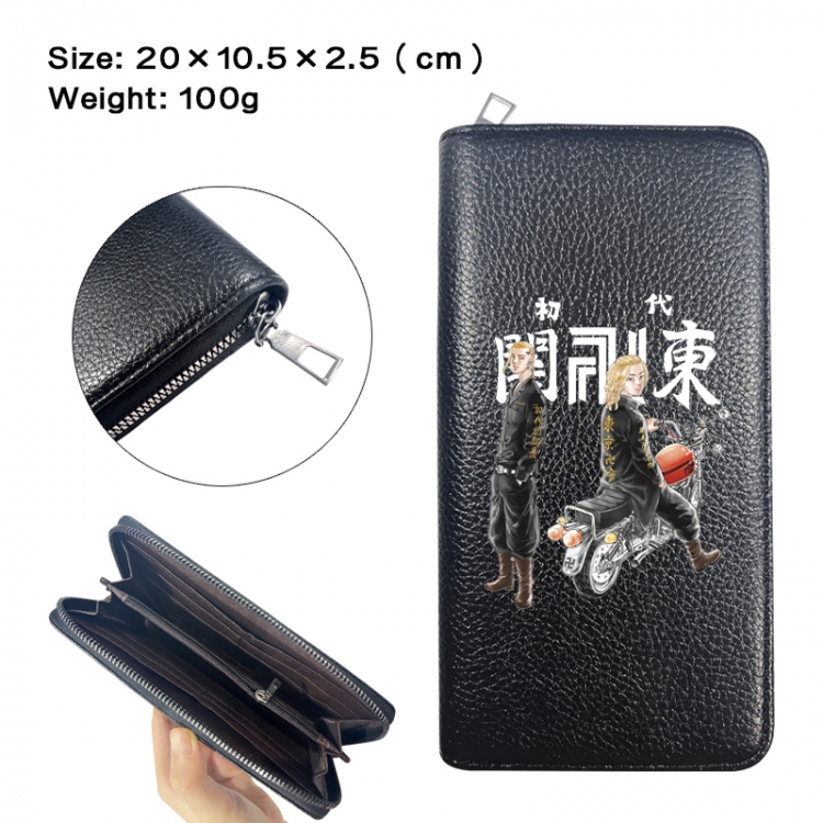 Tokyo Revengers Anime printed PU folding long zippered wallet with zero wallet 20x10.5x2.5cm