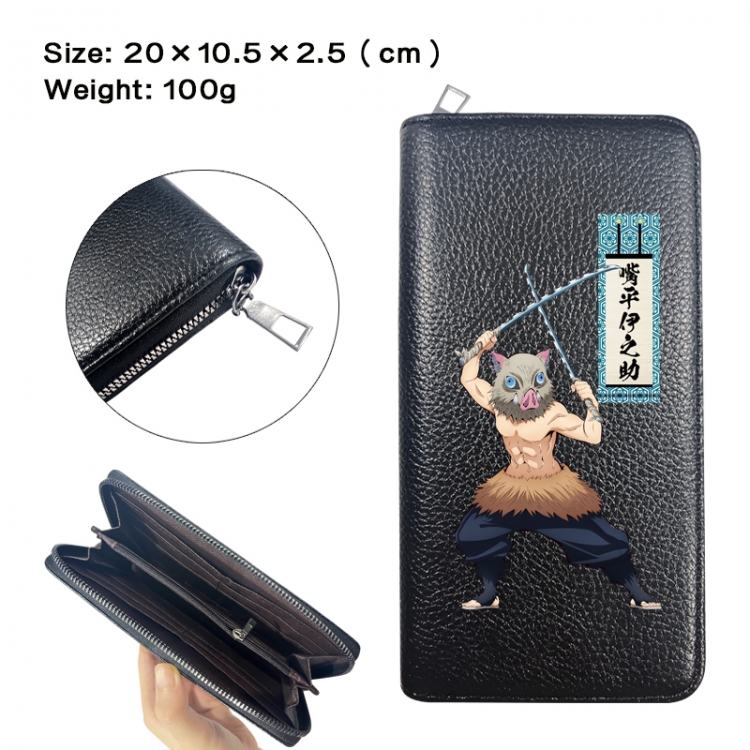 Demon Slayer Kimets Anime printed PU folding long zippered wallet with zero wallet 20x10.5x2.5cm