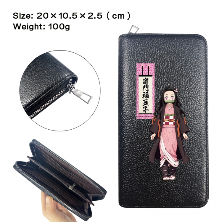 Demon Slayer Kimets Anime printed PU folding long zippered wallet with zero wallet 20x10.5x2.5cm
