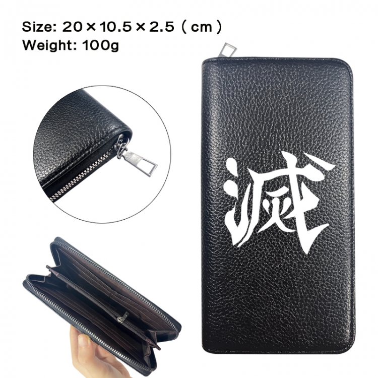 Demon Slayer Kimets Anime printed PU folding long zippered wallet with zero wallet 20x10.5x2.5cm