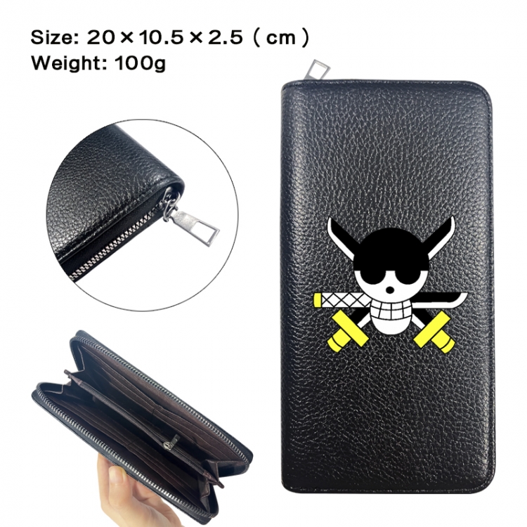 One Piece Anime printed PU folding long zippered wallet with zero wallet 20x10.5x2.5cm