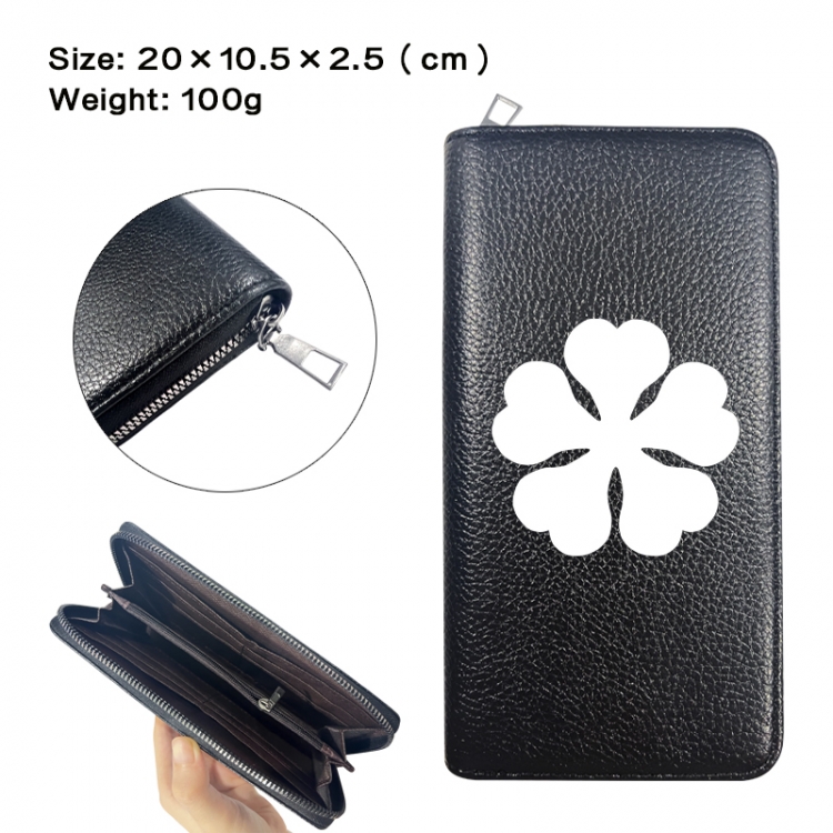 Black Clover Anime printed PU folding long zippered wallet with zero wallet 20x10.5x2.5cm