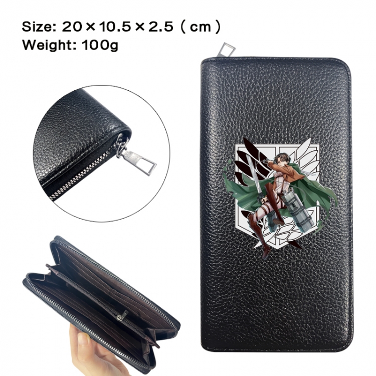 Shingeki no Kyojin Anime printed PU folding long zippered wallet with zero wallet 20x10.5x2.5cm