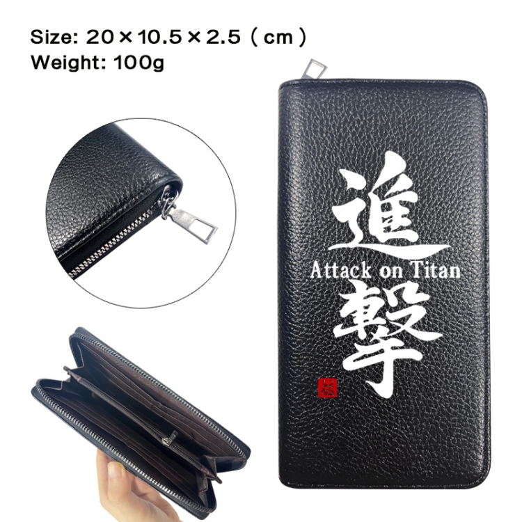 Shingeki no Kyojin Anime printed PU folding long zippered wallet with zero wallet 20x10.5x2.5cm