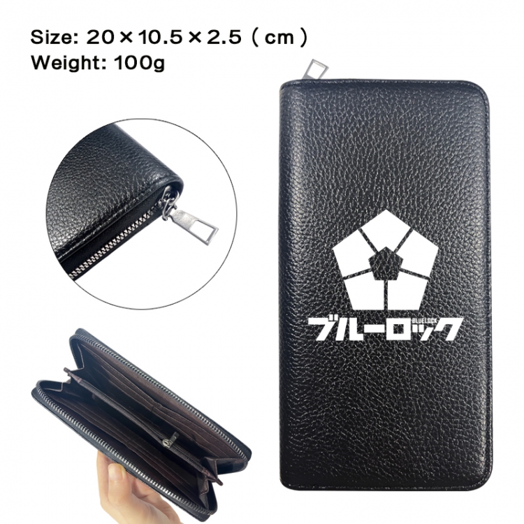 BLUE LOCK Anime printed PU folding long zippered wallet with zero wallet 20x10.5x2.5cm