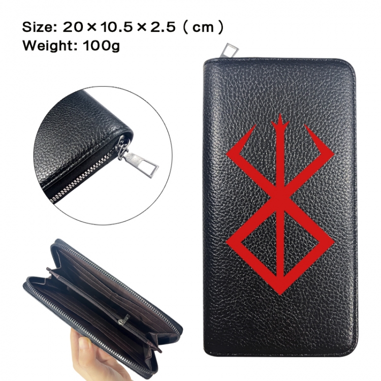 BerserkAnime printed PU folding long zippered wallet with zero wallet 20x10.5x2.5cm