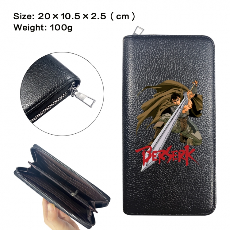 BerserkAnime printed PU folding long zippered wallet with zero wallet 20x10.5x2.5cm