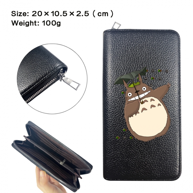 TOTORO Anime printed PU folding long zippered wallet with zero wallet 20x10.5x2.5cm
