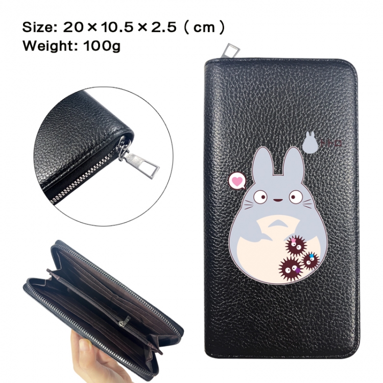 TOTORO Anime printed PU folding long zippered wallet with zero wallet 20x10.5x2.5cm