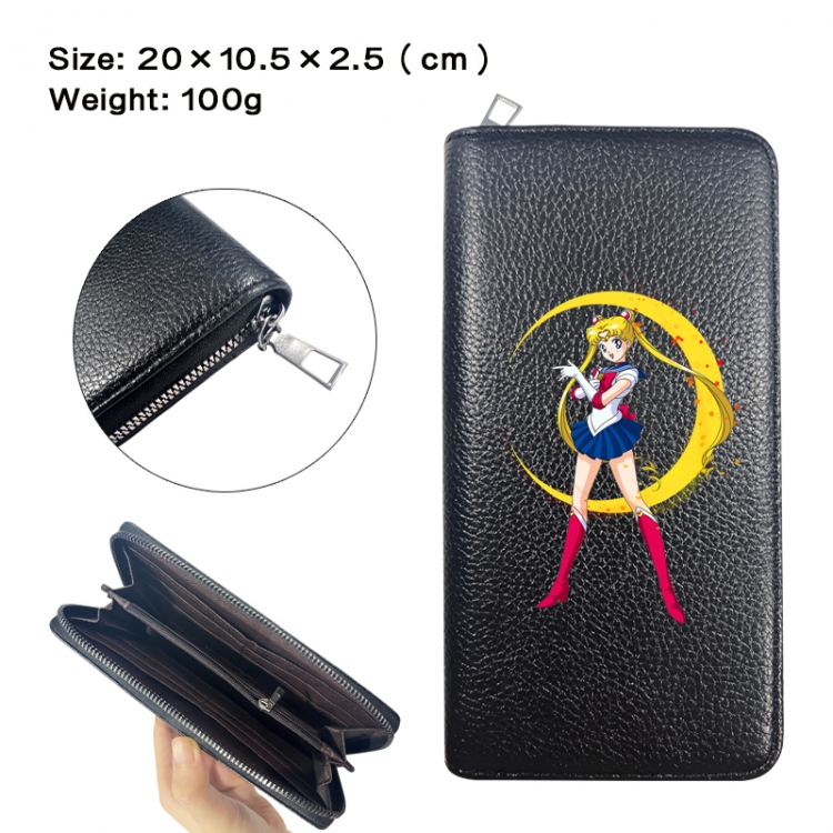 sailormoon Anime printed PU folding long zippered wallet with zero wallet 20x10.5x2.5cm