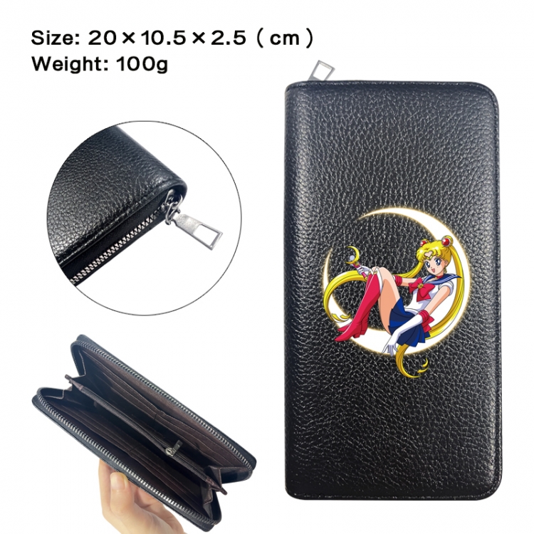 sailormoon Anime printed PU folding long zippered wallet with zero wallet 20x10.5x2.5cm