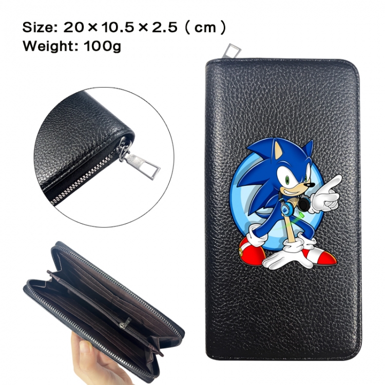 Sonic the Hedgehog Anime printed PU folding long zippered wallet with zero wallet 20x10.5x2.5cm