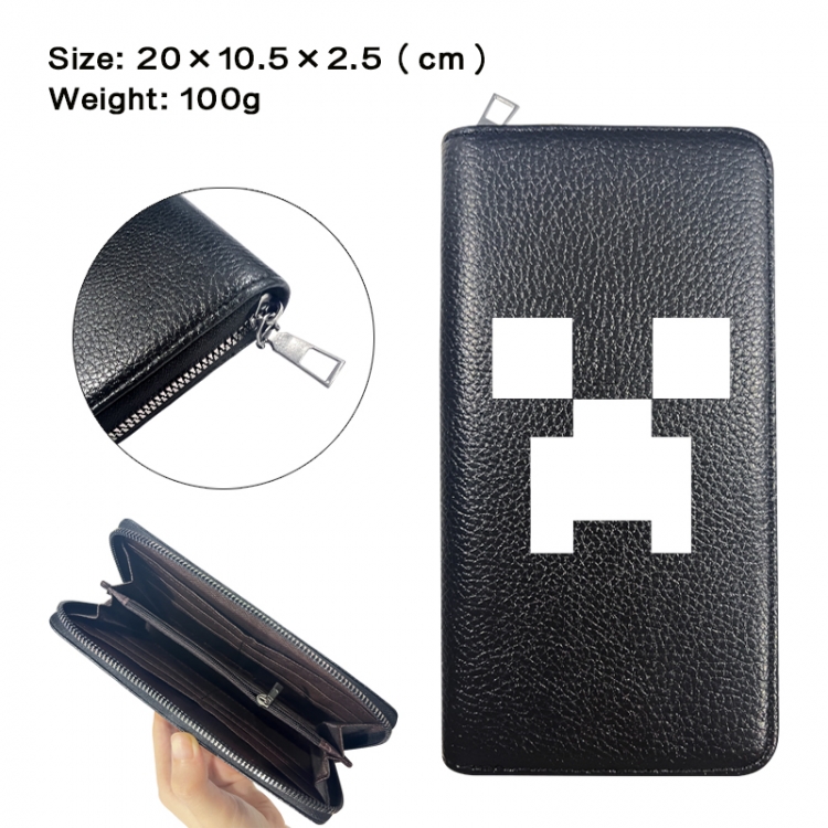 Minecraft Anime printed PU folding long zippered wallet with zero wallet 20x10.5x2.5cm