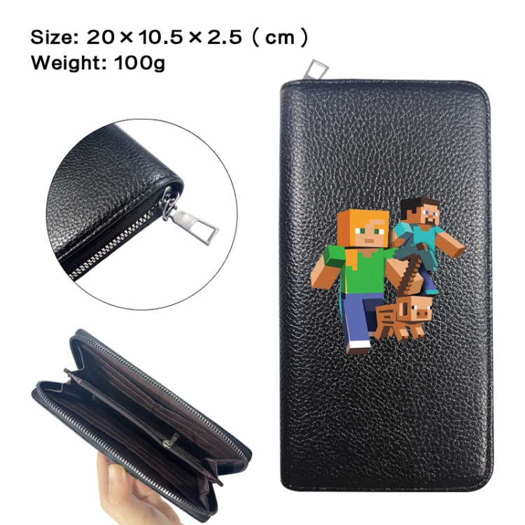 Minecraft Anime printed PU folding long zippered wallet with zero wallet 20x10.5x2.5cm