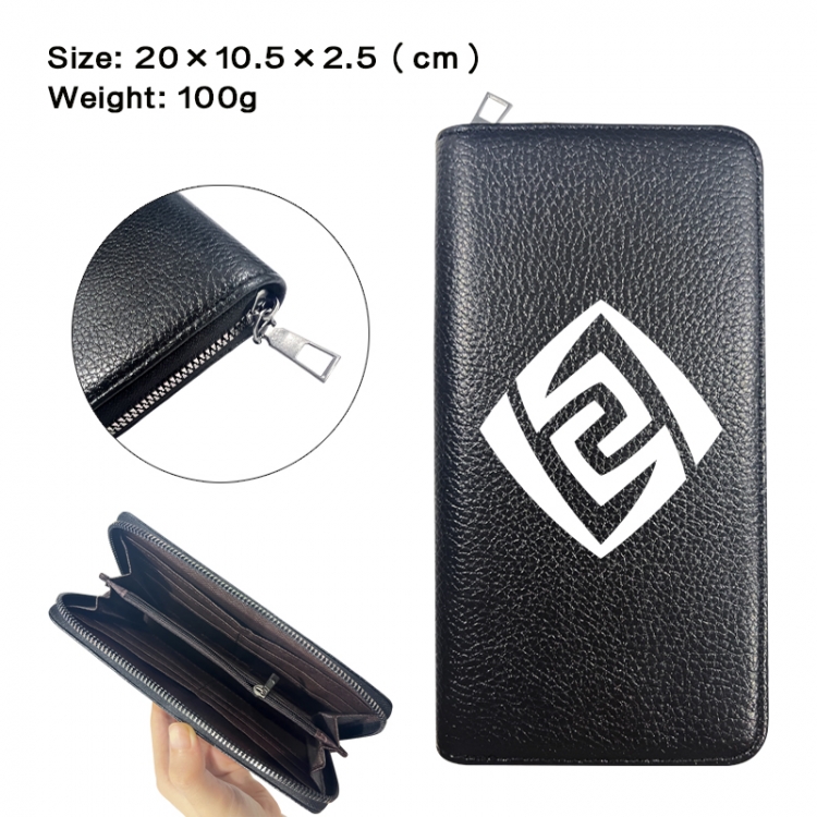 Genshin Impact Anime printed PU folding long zippered wallet with zero wallet 20x10.5x2.5cm