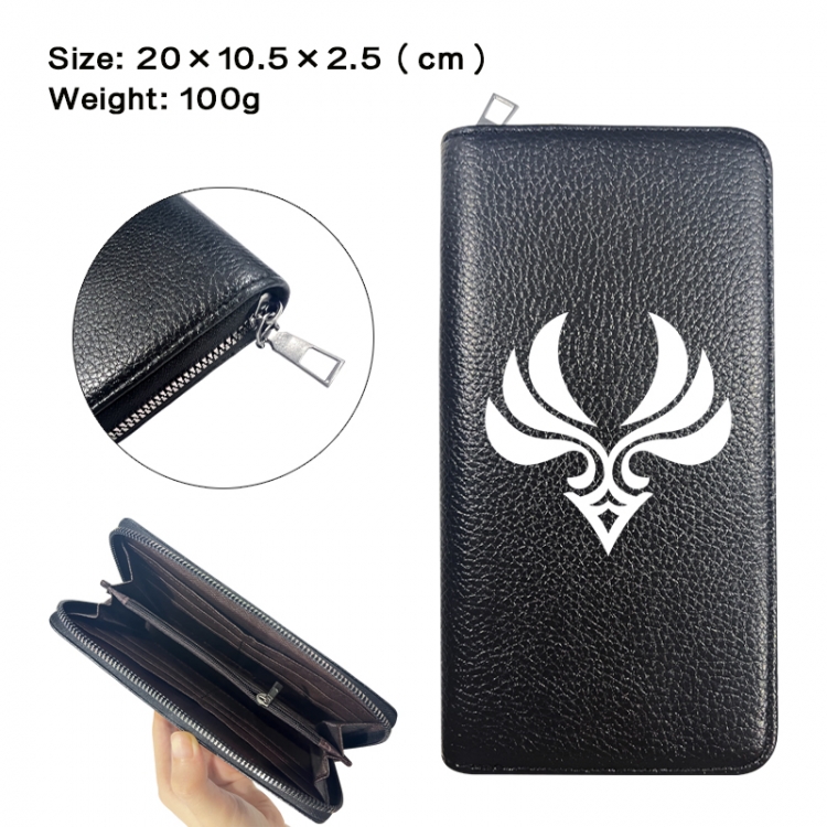 Genshin Impact Anime printed PU folding long zippered wallet with zero wallet 20x10.5x2.5cm