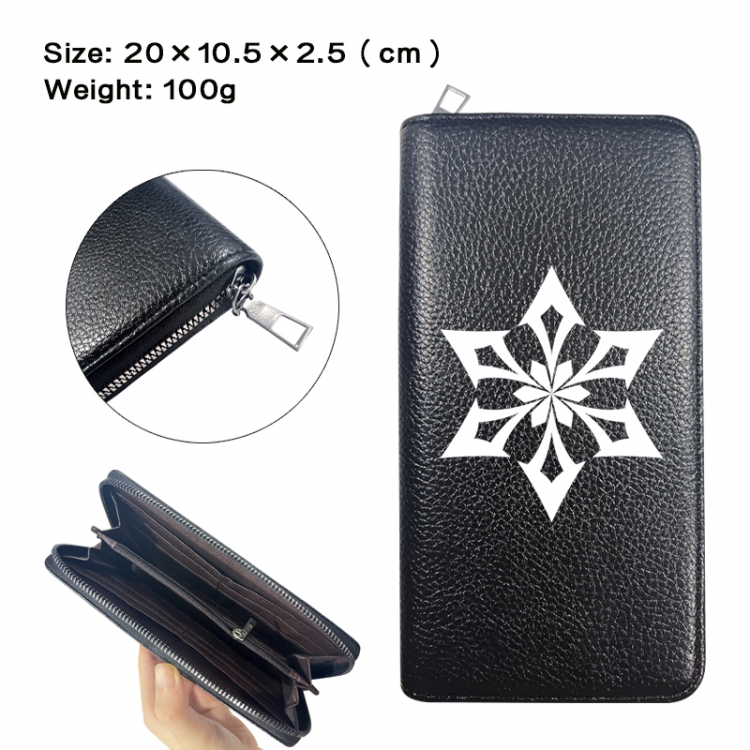 Genshin Impact Anime printed PU folding long zippered wallet with zero wallet 20x10.5x2.5cm