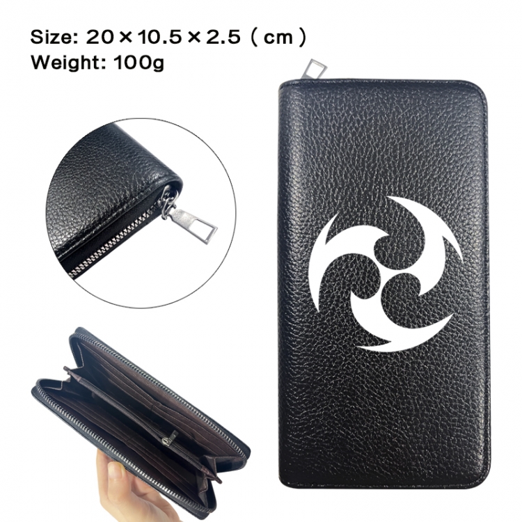 Genshin Impact Anime printed PU folding long zippered wallet with zero wallet 20x10.5x2.5cm