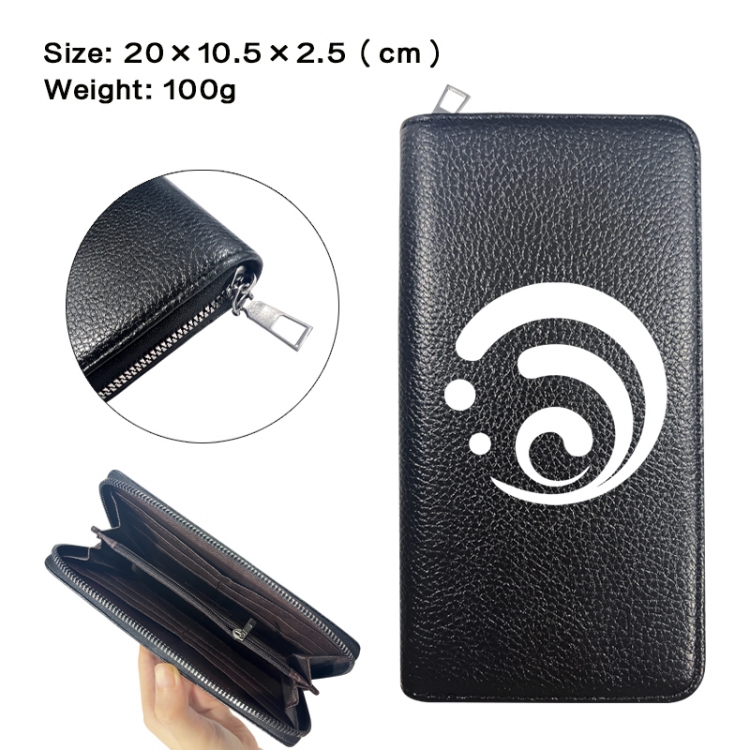 Genshin Impact Anime printed PU folding long zippered wallet with zero wallet 20x10.5x2.5cm