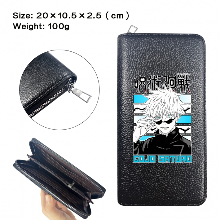 Jujutsu Kaisen Anime printed PU folding long zippered wallet with zero wallet 20x10.5x2.5cm