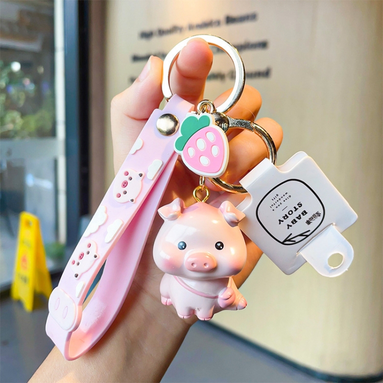 Honey Peach Pig 3D stereosc car keychain bag hanging accessories price for 5 pcs style D