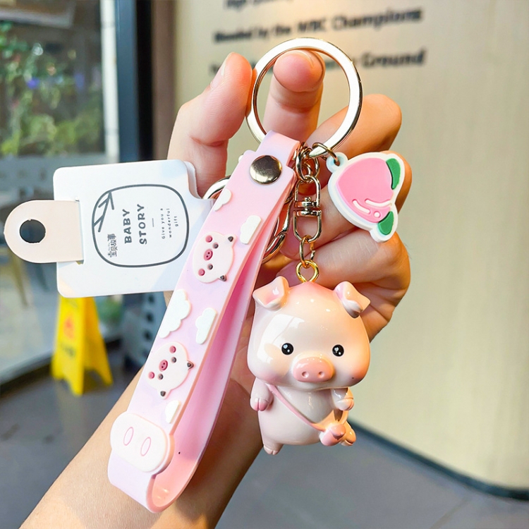 Honey Peach Pig 3D stereosc car keychain bag hanging accessories price for 5 pcs style B
