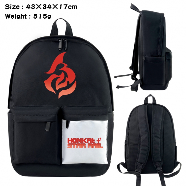 Honkai: Star Rail Anime black and white classic waterproof canvas backpack 43X34X17CM